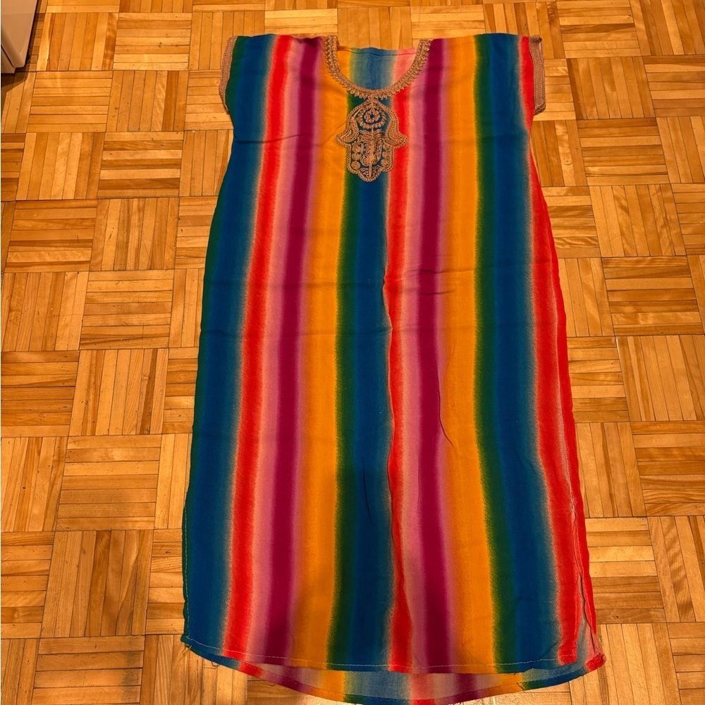 3/15$ Colorful Striped Kaftan Dress